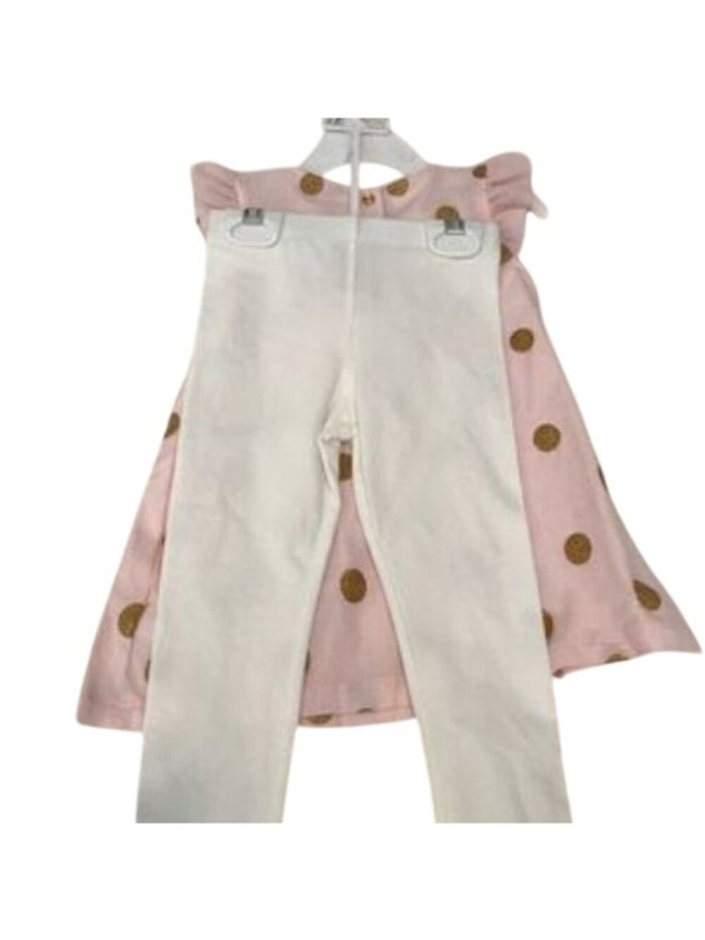 Catherine Malandrino Pink & Gold Polka Dot Dress With Ivory Leggings - Picture 3 of 3